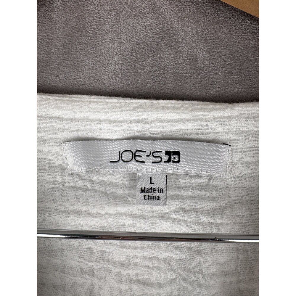 Joe's White Gauze Maxi Dress L V-Neck Smocked Waist - Picture 4 of 10